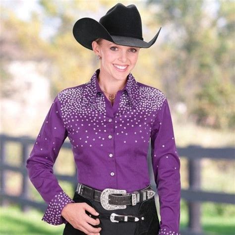 Womens Rhinestone Time Purple Top Rodeo Queen Clothes Queen Shirts