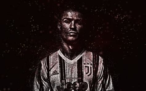 Download Wallpapers Cristiano Ronaldo Juventus Fc White Glitter Art