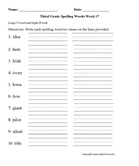 3rd grade spelling units (level c). Spelling Worksheets | Third Grade Spelling Worksheets