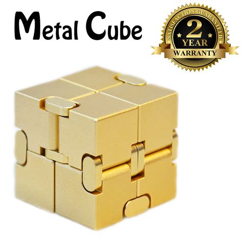 Buy Metal Infinity Cube Gold Aluminum Alloy White Fidget Pressure