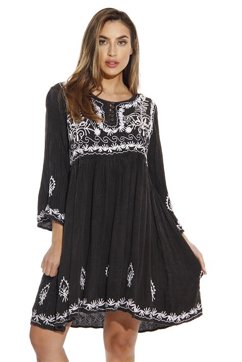 Riviera Sun Riviera Sun 34 Sleeve Embroidered Button Front Tunic