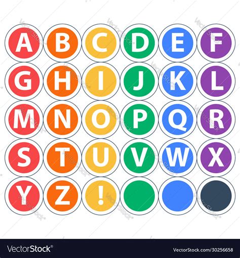 Colorful Alphabet Set Letters In Circles Vector Image