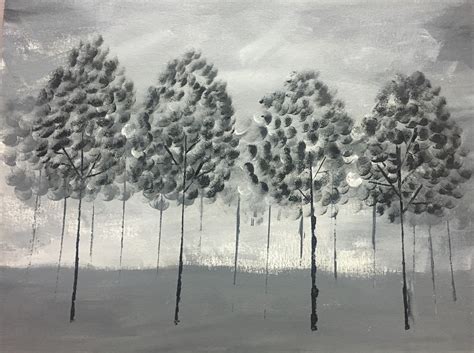 Buy Black And White Trees Handmade Painting By Ayeesha Abrar Codeart