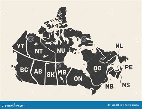 Map Canada Poster Map Of Provinces And Territories Of Canada Stock