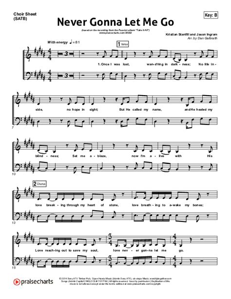 Never Gonna Let Me Go Sheet Music Pdf Kristian Stanfill Passion