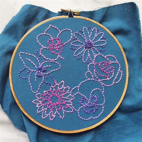 Simple Flowers Embroidery Pattern (PDF) - Jessica Long Embroidery