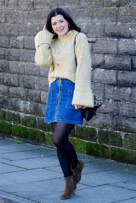How To Style Your Denim Skirt Fashionmylegs The Tights And Hosiery Blog
