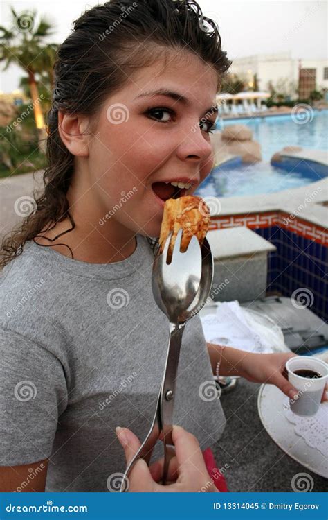 Beautiful Girl With Pie Stock Image Image Of Gourmet 13314045