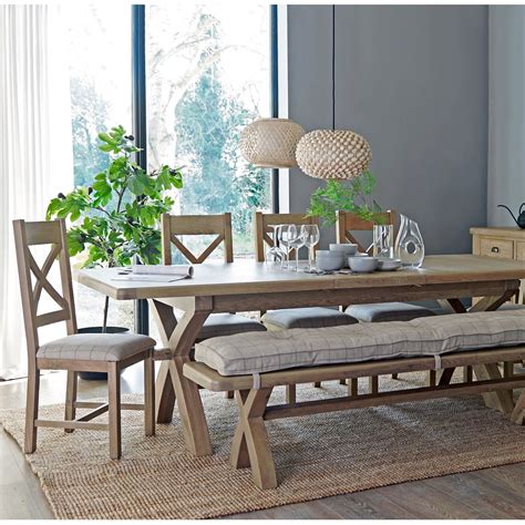 Oak Extendable Dining Table Set With 4 Oak Chairs And 1 Bench Seats 8