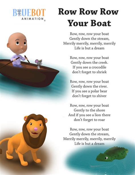 Row Row Row Your Boat Nursery Rhyme Lyrics Free Printable Nursery Rhyme