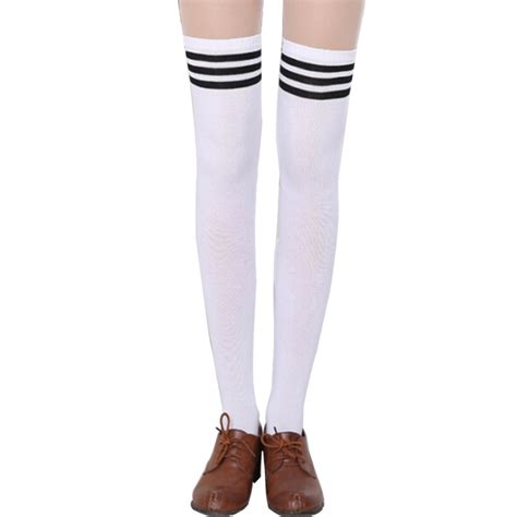 hot thigh high sexy cotton socks women s striped over knee girl lady sock