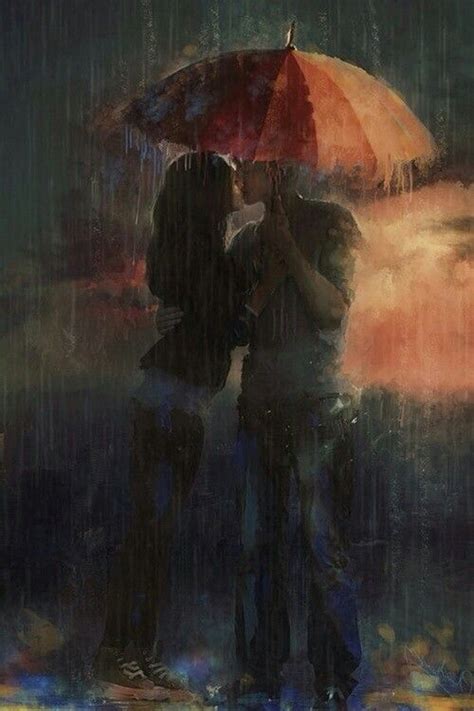 Kiss In The Rain Rain Illustration Rain Painting Rain Art