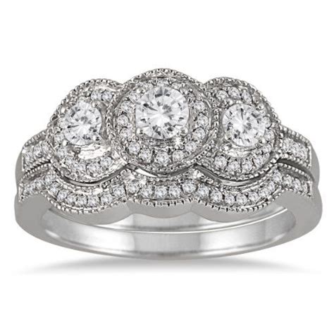 Szul Ags Certified Carat Tw Three Stone Antique Diamond Bridal Set
