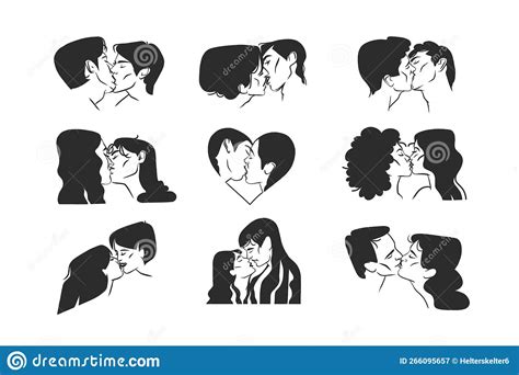 Hand Drawn Vector Abstract Graphic Illustration Valentines Day Designwith Drawing Kissing