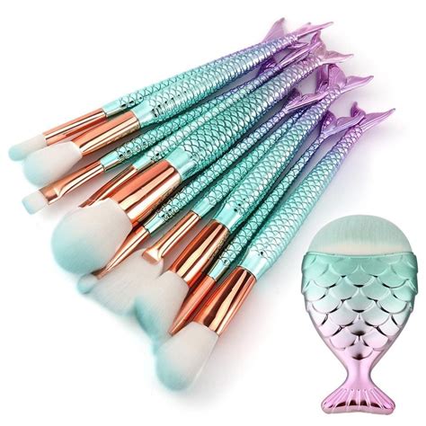 mesmerize with this 10 piece mermaid make up brush set mermaid makeup brushes mermaid makeup