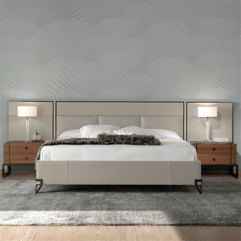 London Collection Modern Low Leather Upholstered Bed With Wide