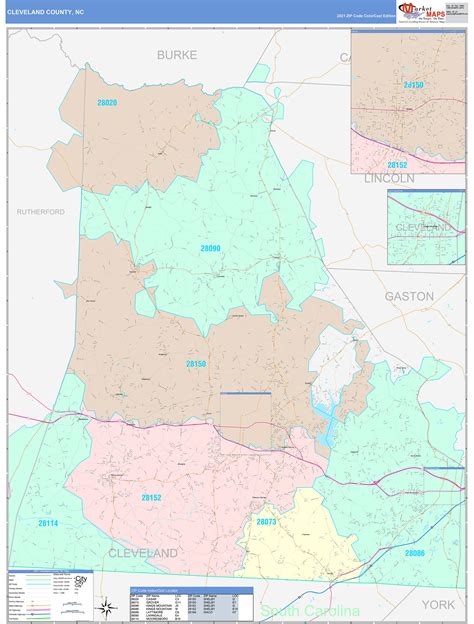 Cleveland County Nc Wall Map Color Cast Style By Marketmaps