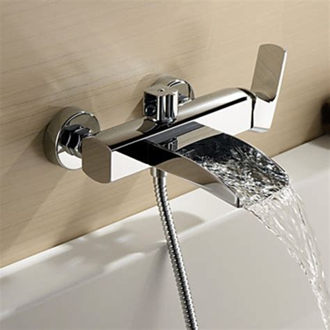 Tub and shower chrome finish single handle wall mount waterfall bathtub faucet (hand shower not included). Wall Mounted Bathroom Faucet, Kohler Wall Mount Waterfall ...