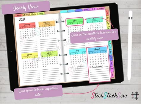 Digital Daily Planner Ipad Planner Dated 2020 Bright Etsy
