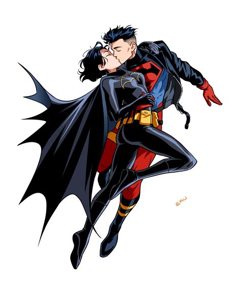 Artwork Koncass Superboy Batgirl Kiss By Erudibuja R Dccomics