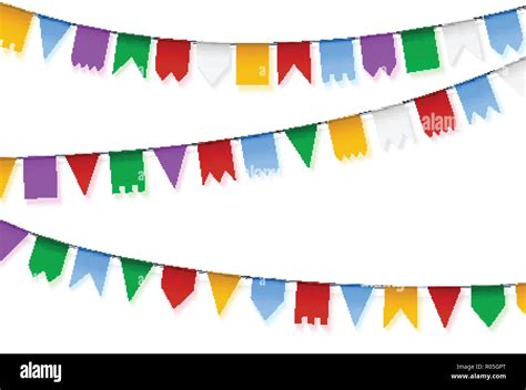Vector Garlands Holiday Decoration Set Of Colorful Paper Garlands
