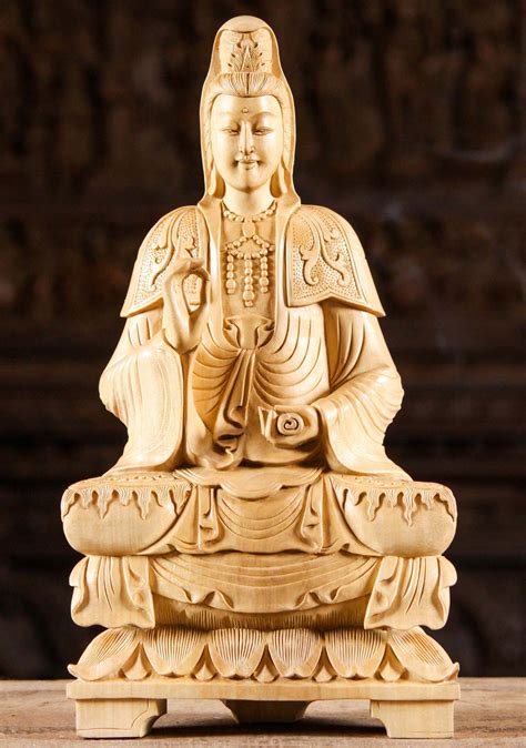 Wooden Teaching Bodhisattva Kwan Yin Also Known As Guanyin Statue