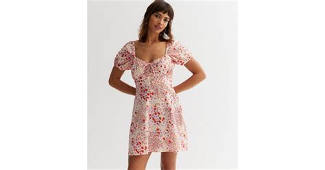 Pink Floral Milkmaid Mini Dress New Look