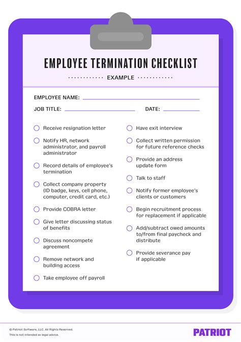 Restaurant Employee Termination Meeting Checklist Template Word Doc