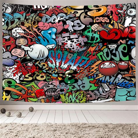 Buy Mamina Trippy Graffiti Tapestryhip Hop Hippie Art Wall Hanging80s