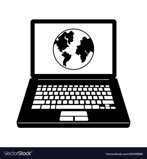 Laptop Icon With Globe On Screen Royalty Free Vector Image