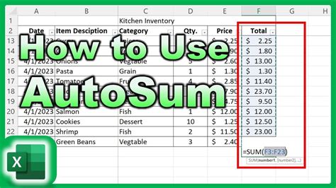 How To Use Autosum In Excel Youtube