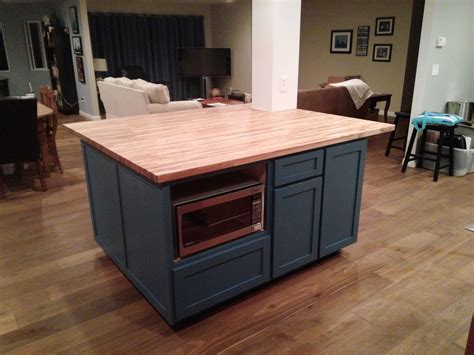 Hand Crafted Custom Shaker Style Kitchen Island With Butcher Block