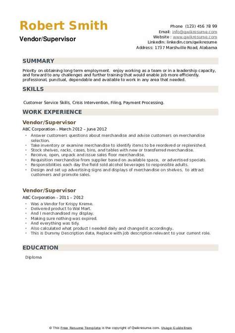 How to choose the best resume format, resume examples and templates for chronological, functional, and combination resumes, and writing tips and guidelines. Vendor Resume Samples | QwikResume