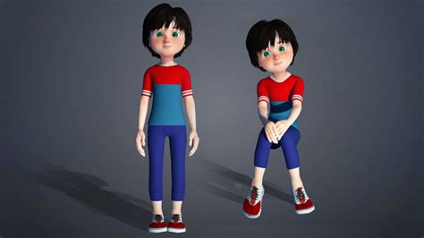 Cartoon Boy Rigged 3d Model Cgtrader