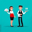 Waiter and waitress restaurant. Vector illustration Stock-Vektorgrafik ...