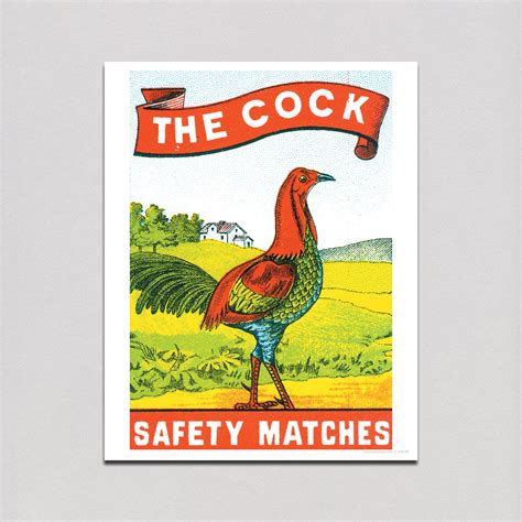The Cock Safety Matches Matchbox Labels Art Print Laughing Elephant