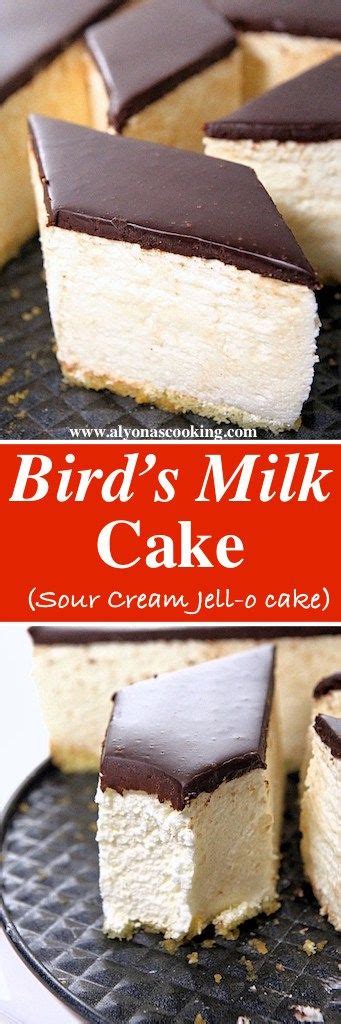 this is one delicious bird s milk ptichye moloko cake a whipped sour cream filling turns into
