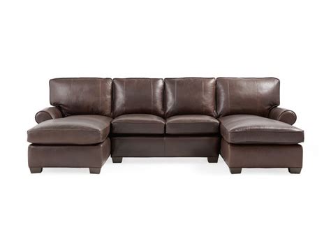 Brentwood Leather Double Chaise Sectional Leather Sectional Double