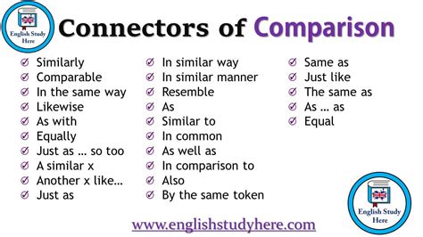 Connectors Of Comparison In English English Study Here