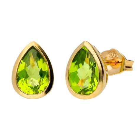 Ct Yellow Gold Ct Pear Peridot Solitaire Stud Earrings Buy