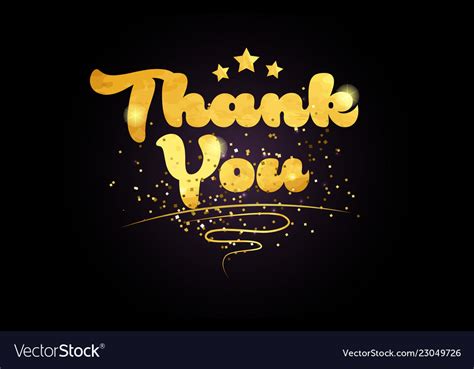 Thank You Star Golden Color Word Text Logo Icon Vector Image