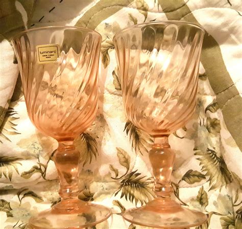 Vintage Rosaline Pink Swirl Stemmed Wine Glass Arcoroc Etsy