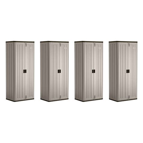 Suncast Tall Storage Cabinet Building With Shelves And Doors Platinum 4 Pack
