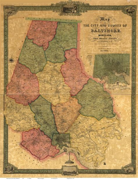 1857 Baltimore Co Md Wall Map