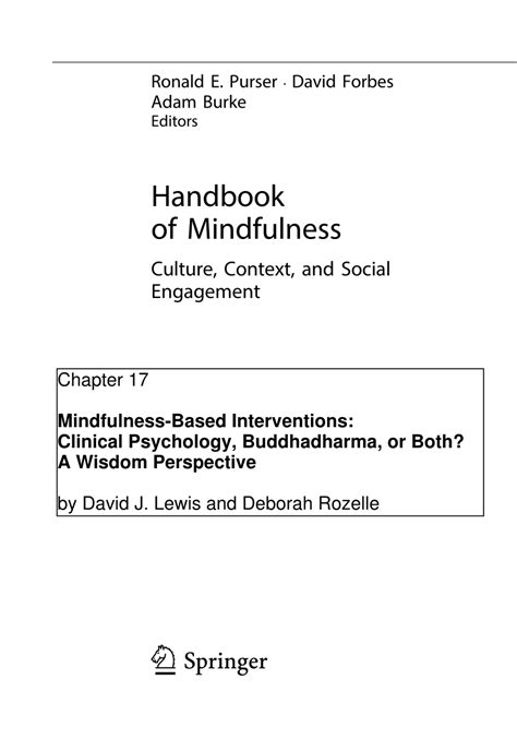 Pdf Mindfulness Based Interventions Clinical Psychology