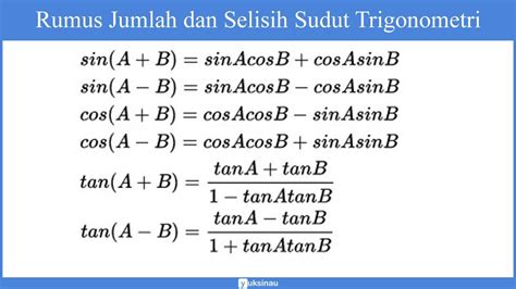 Contoh Tabel Rumus Trigonometri Lengkap Terbaru