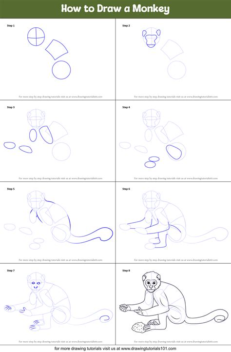 How To Draw A Monkey Printable Step By Step Drawing Sheet