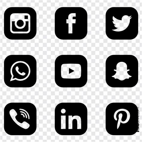 Black White Social Medias Icons PNG Image PNG Drive Logotipo