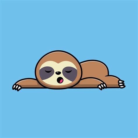 Cute Sloth Sleeping Cartoon Vector Icon Illustration Science Food Icon Concept Isolated Premium
