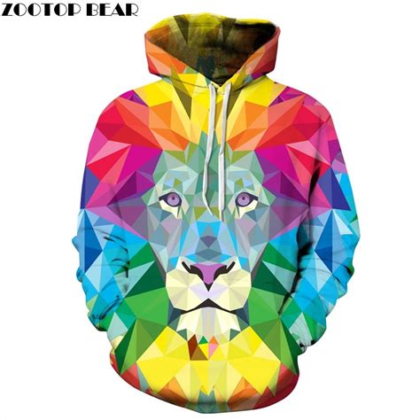 3d Colorful Lion Men Hoodies Women Hooded Sweatshirts Autumn Novelty